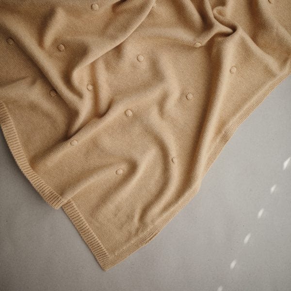 Knitted Textured Dots Baby Blanket (Mustard Melange) Mushie Lil Tulips