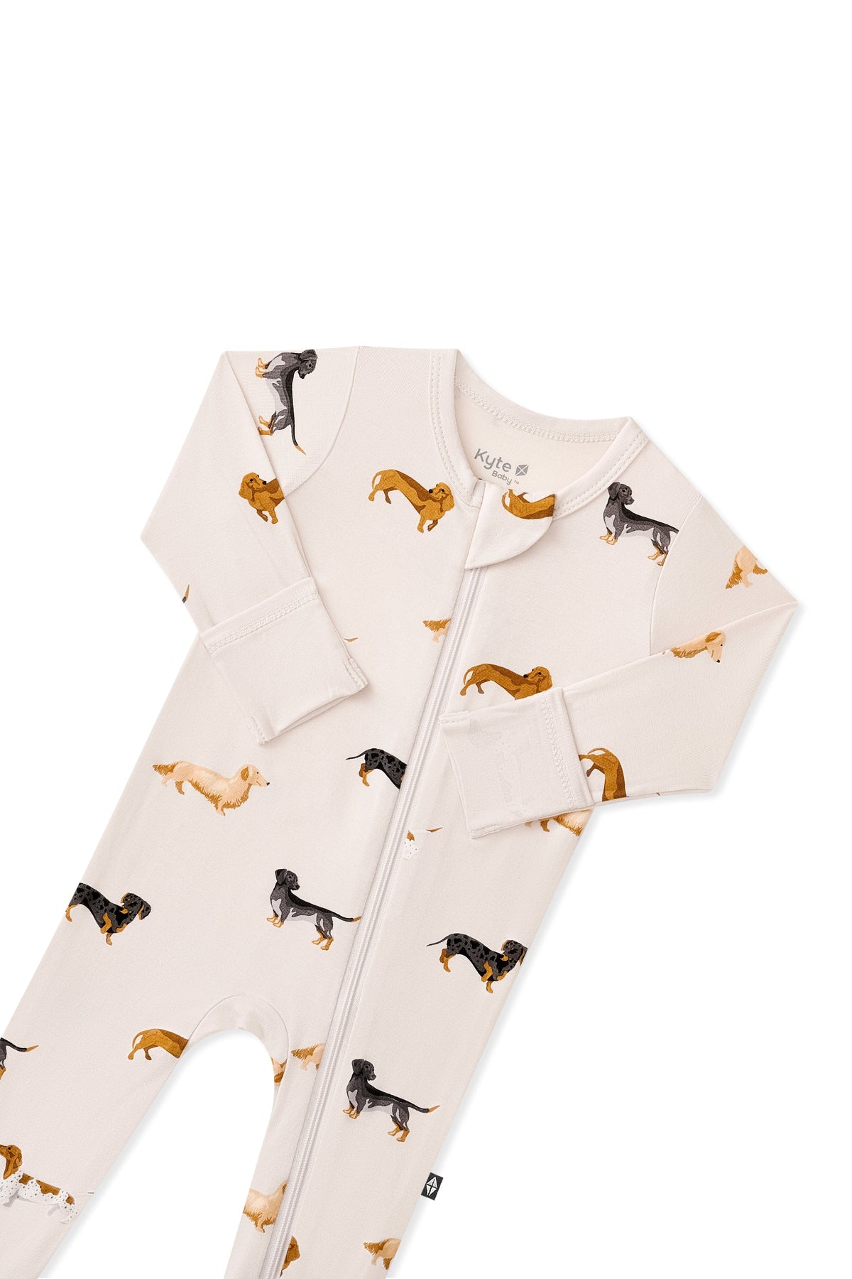 Kyte Baby Zippered Footie in Dachshund bamboo rayon baby pajamas