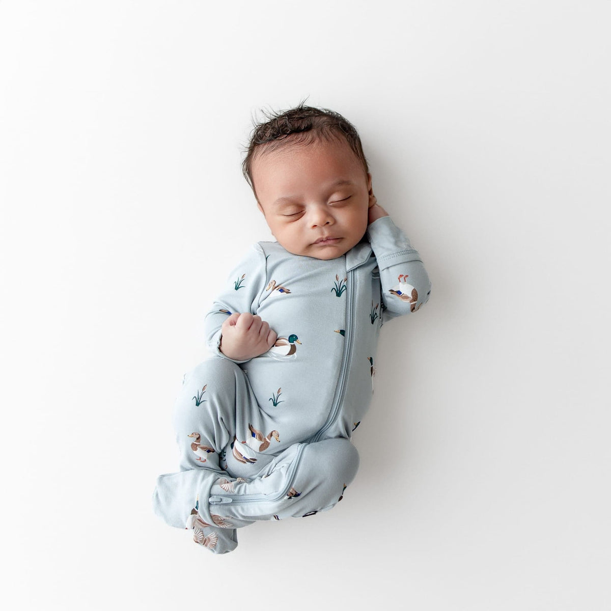 Kyte Baby Zippered Footie in Mallard Duck bamboo rayon baby pajamas
