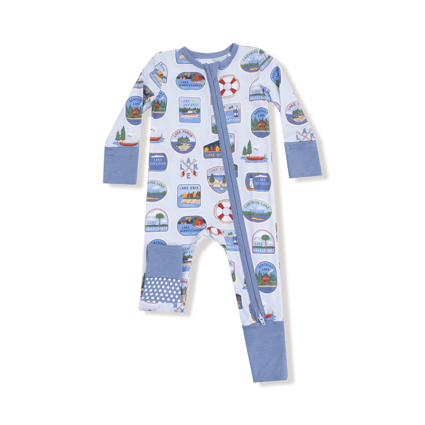 Lake Stickers - 2 Way Zipper Romper Angel Dear Lil Tulips