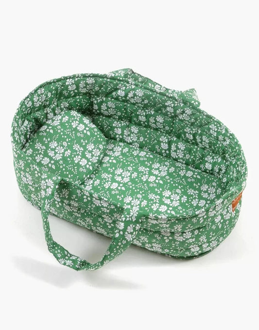 Liberty Capel green bassinet and pillow from Emile & Ida Minikane Dolls Lil Tulips