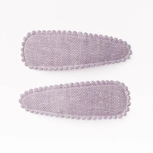 Linen Fabric Hair Clips - Lavender Purple Frankie & Claude buble Lil Tulips
