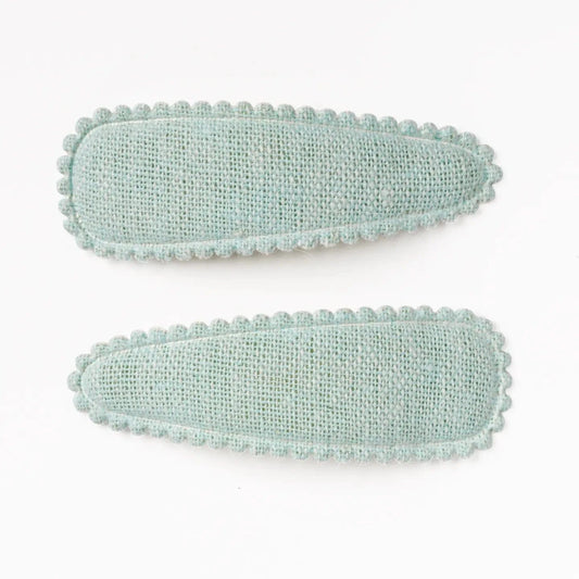 Linen Fabric Hair Clips - Powder Blue Frankie & Claude buble Lil Tulips
