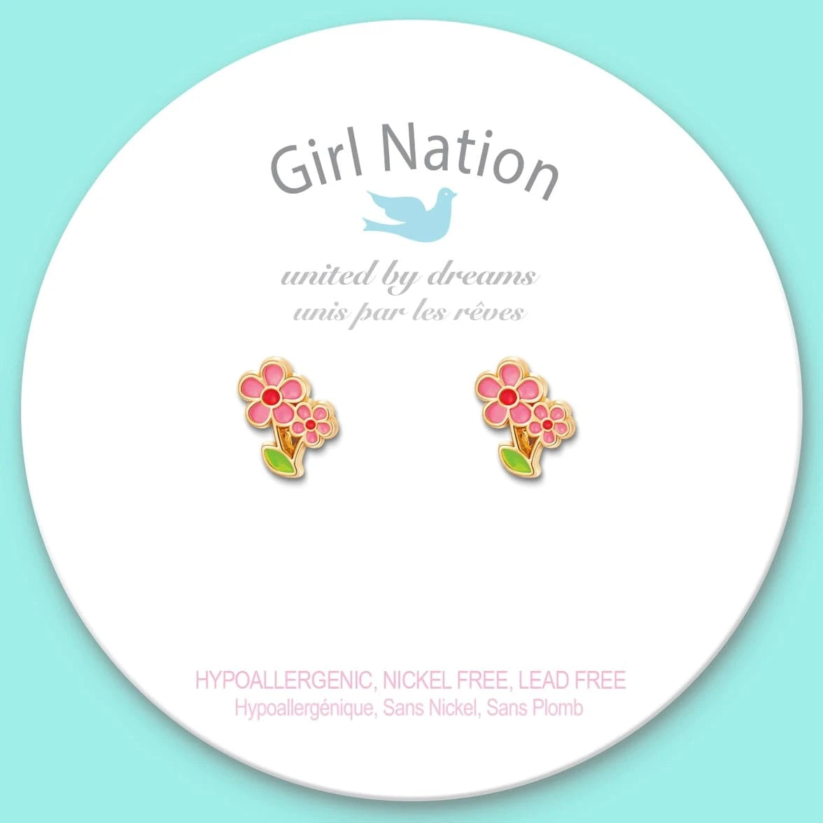 Little Pink Flower Cutie Stud Earrings Girl Nation Bracelets Lil Tulips
