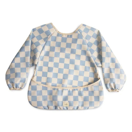 Long Sleeve Bib - Blue Check Mushie Lil Tulips