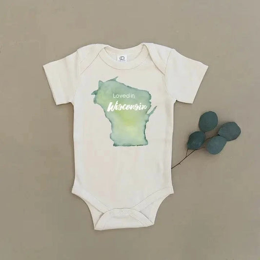 Loved in Wisconsin Organic Baby Onesie Urban Baby Co. Baby & Toddler Clothing Lil Tulips