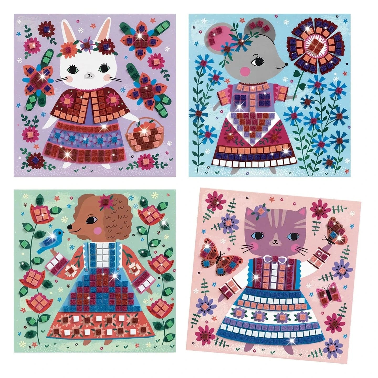Lovely Pets Sticker Mosaic Craft Kit Djeco Lil Tulips