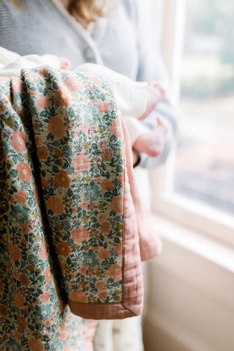 Lucie Floral Cotton Muslin Blanket Helmsie Lil Tulips