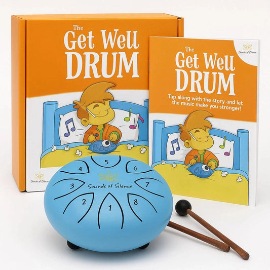 Magic Calm Steel Tongue Drum with a Get Well Musical Story - Sky Blue Sounds Of Silence Drums Lil Tulips