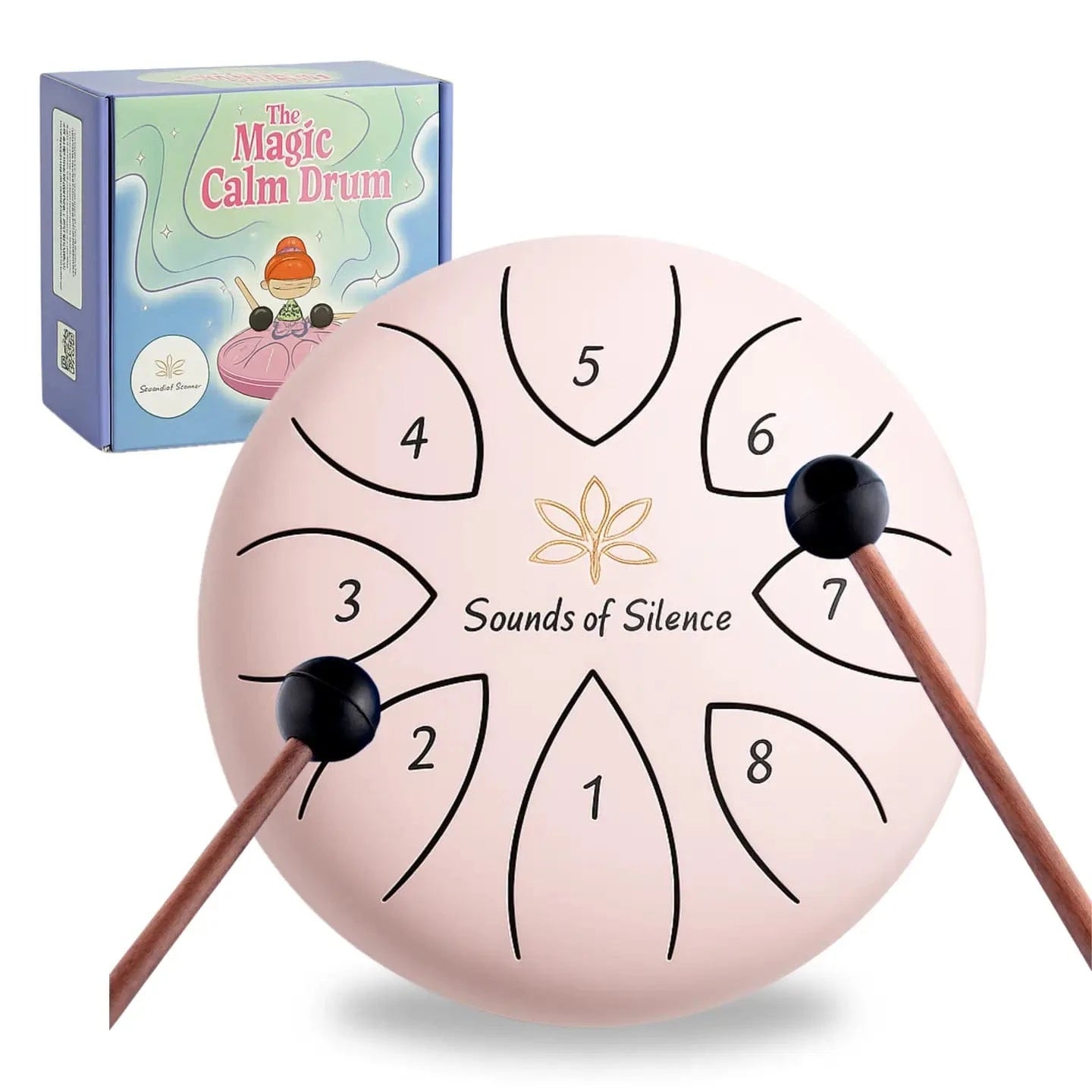 Magic Calm Steel Tongue Drum with Songbook and Storybook - Pink Sounds Of Silence Drums Lil Tulips