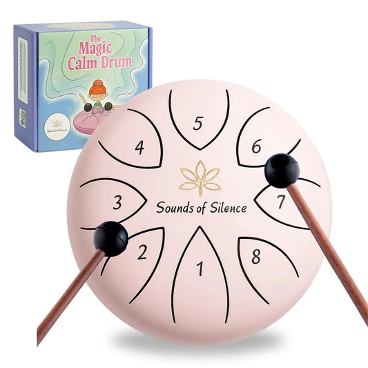 Magic Calm Steel Tongue Drum with Songbook and Storybook - Pink Sounds Of Silence Drums Lil Tulips