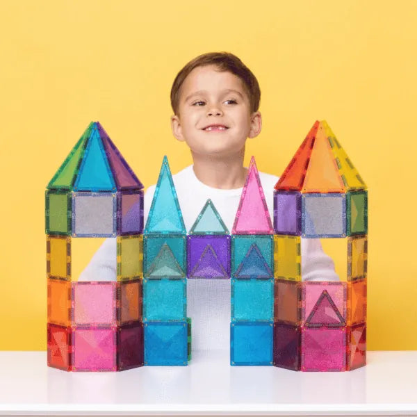 Magnetic Tiles Glitter Castle Pack, 48 Pieces Connetix Lil Tulips