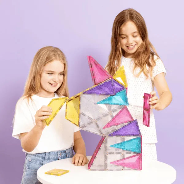 Magnetic Tiles, Glitter Unicorn Pack, 56 Pieces Connetix Lil Tulips