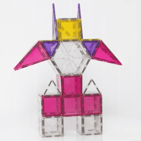 Magnetic Tiles, Glitter Unicorn Pack, 56 Pieces Connetix Lil Tulips