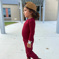 Maroon Small Ribbed Two-Piece Set Brave Little Ones Lil Tulips