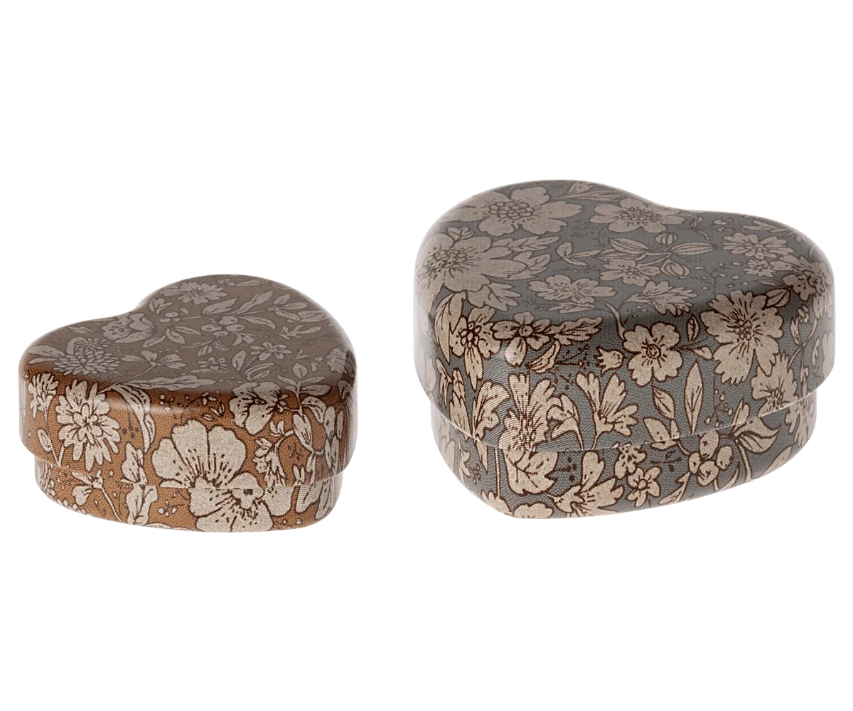 Metal Heart Box, 2 pcs - Blue Blossom Maileg Lil Tulips