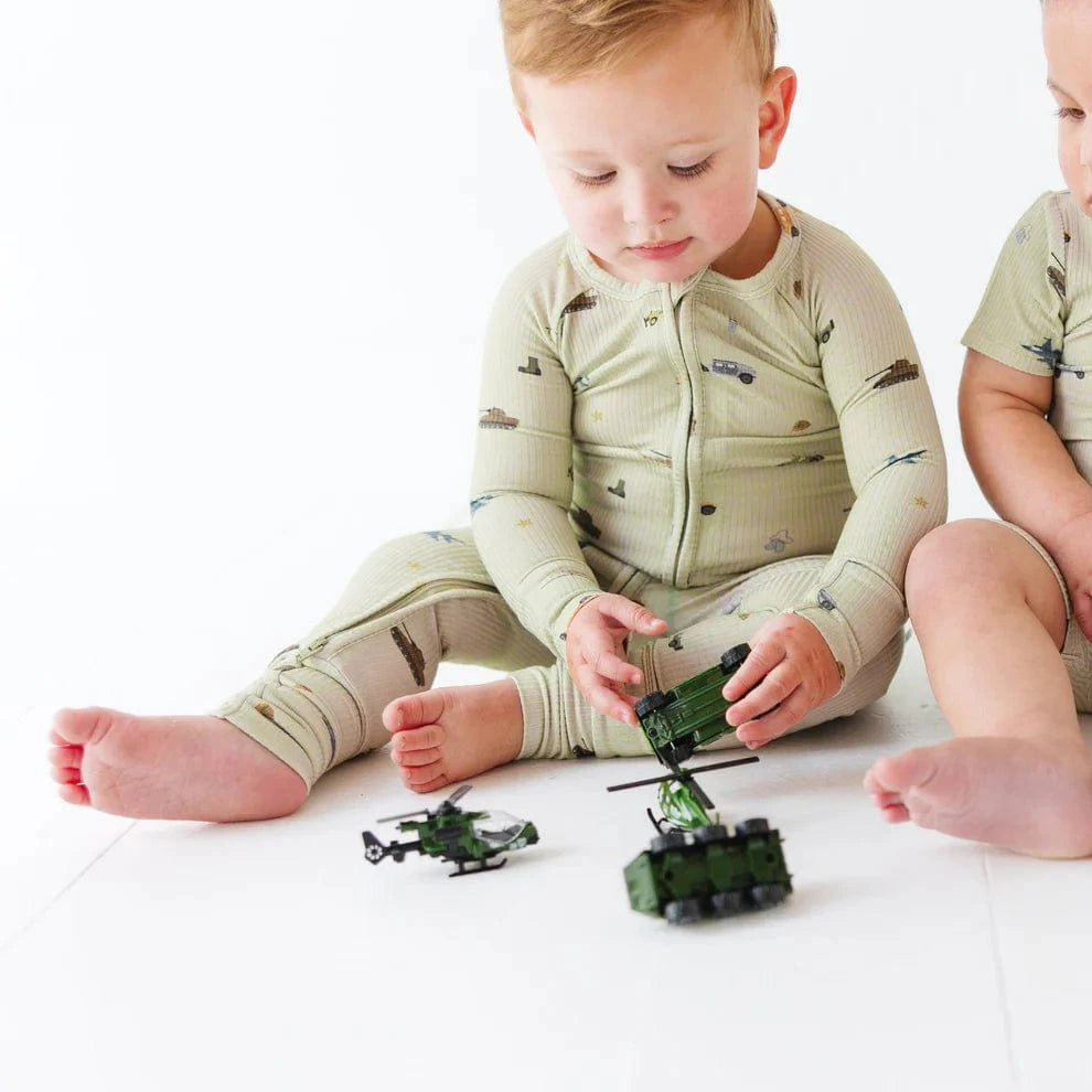 Military Small Ribbed Zip Romper Brave Little Ones Lil Tulips