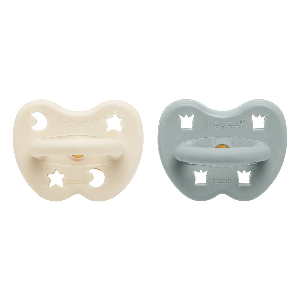 Milky White & Gorgeous Grey Round Pacifier 2 Pack (3-36 Months) Hevea Lil Tulips