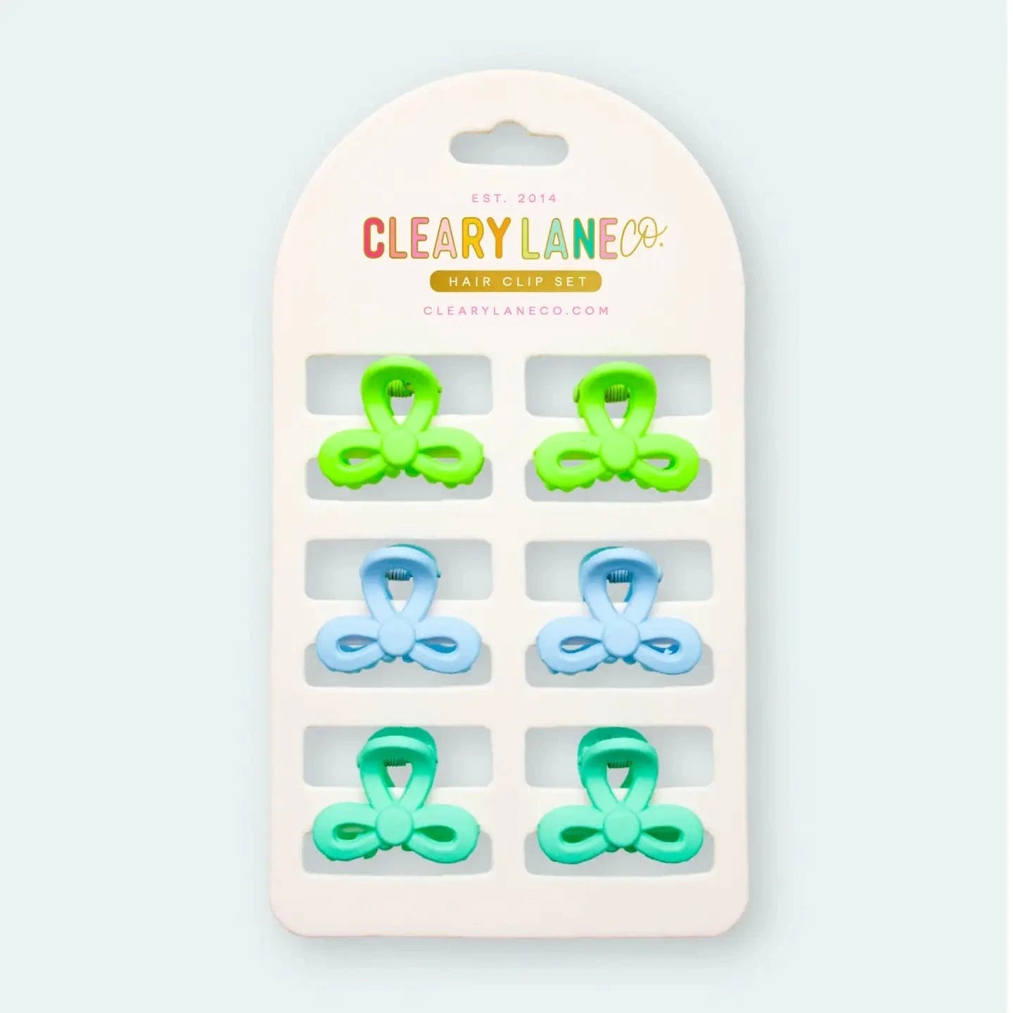 Mini Bow Hair Clip Set | Blue & Green Cleary Lane Lil Tulips