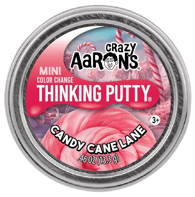 Mini Candy Cane Lane- 2" Thinking Putty Tin Crazy Aaron's Putty World Lil Tulips