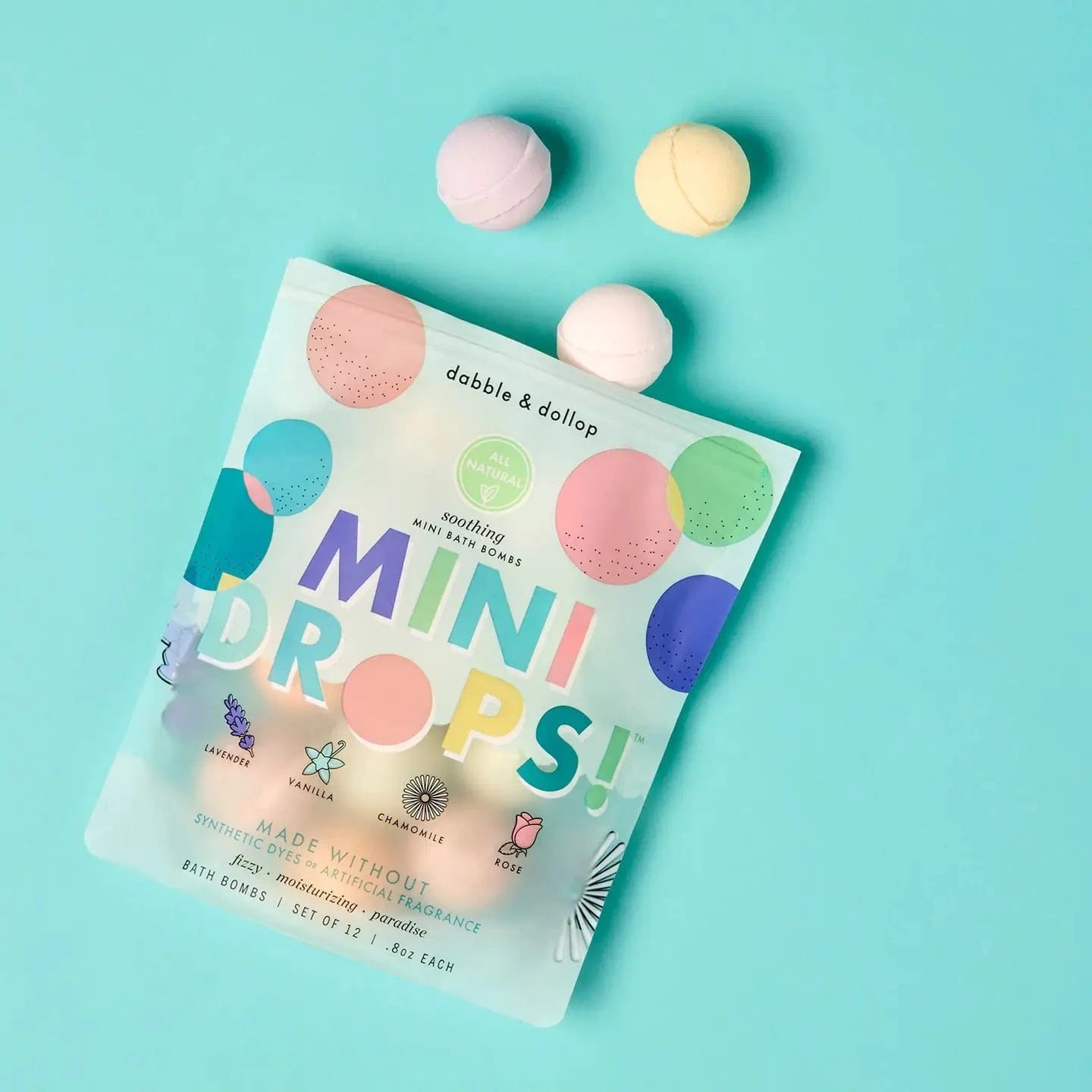 Mini Drops Bath Bombs - All-Natural Soothing Scents Dabble & Dollop Lil Tulips