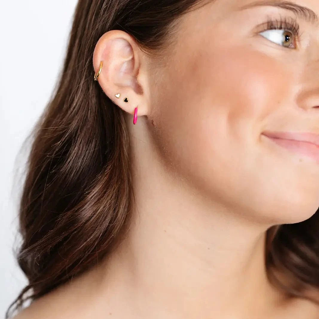 Mini Heart Flat Back Earrings Pip Pop Post Lil Tulips