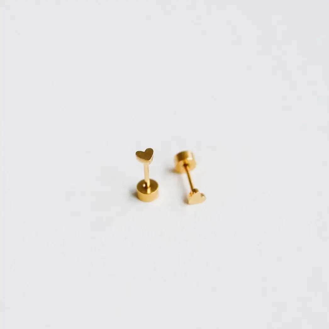 Mini Heart Flat Back Earrings Pip Pop Post Lil Tulips