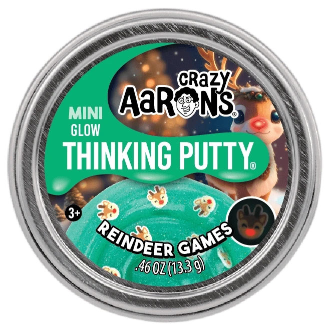 Mini Reindeer Games - 2" Thinking Putty Tin Crazy Aaron's Putty World Lil Tulips