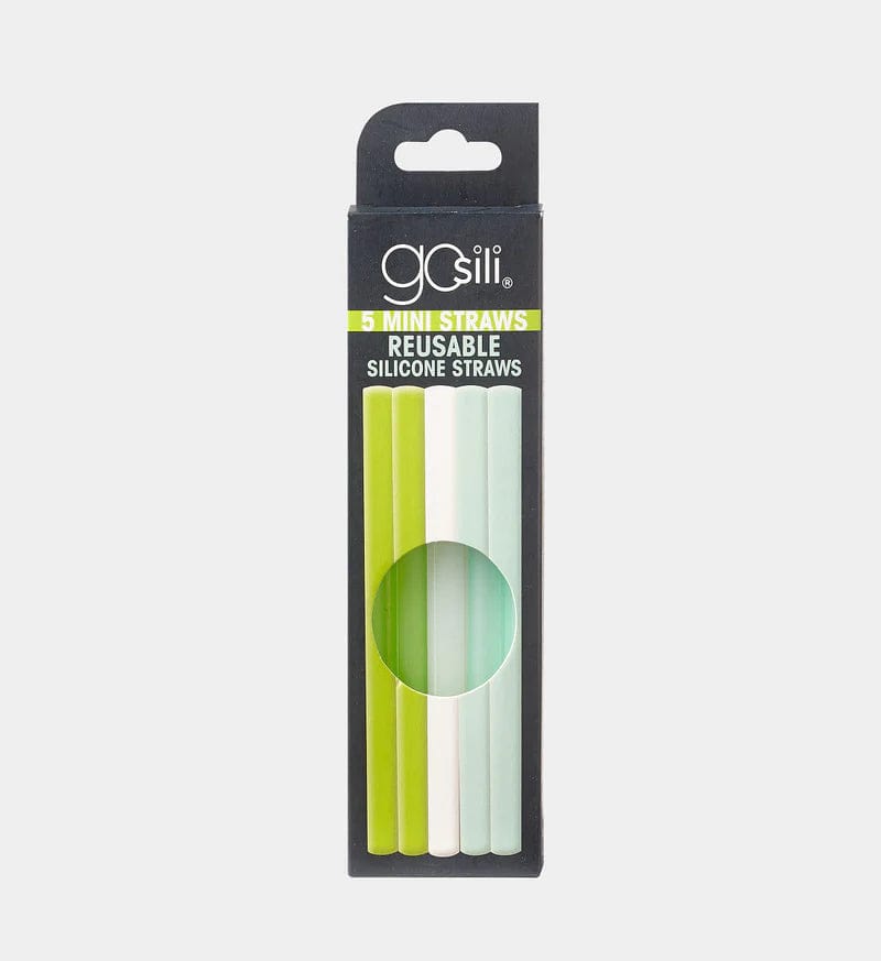 Mini Reusable Silicone Straw - Green/White/Frost (5pk) Silikids Silikids Lil Tulips