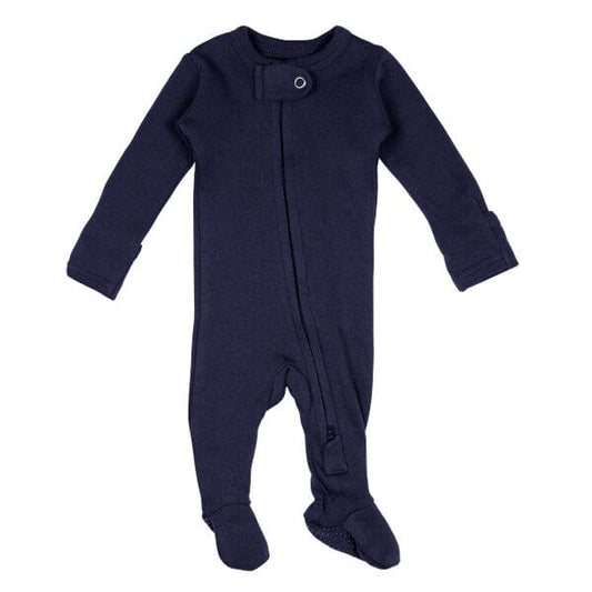 Navy Organic 2-Way Zipper Footie L'ovedbaby Lil Tulips