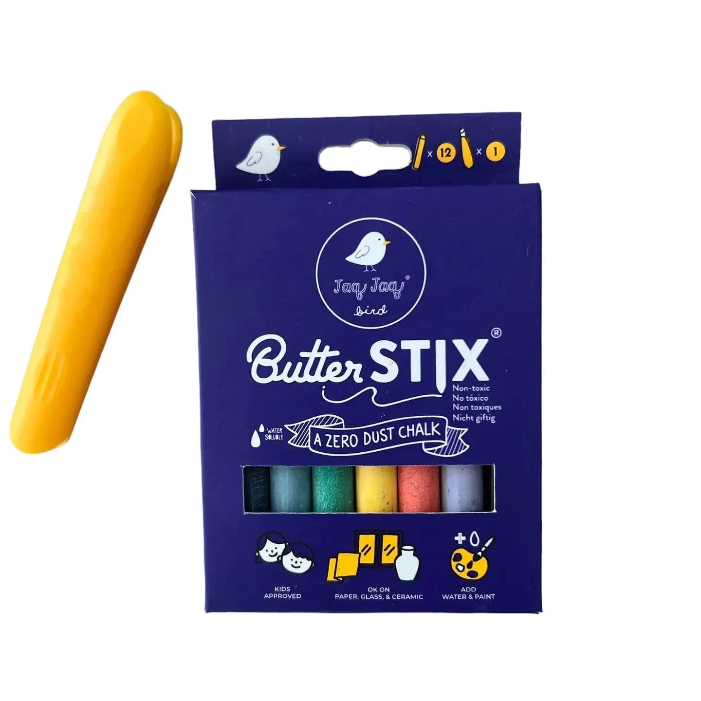 New! Butterstix 12 Muted Pastels + Holder Jaq Jaq Bird Lil Tulips