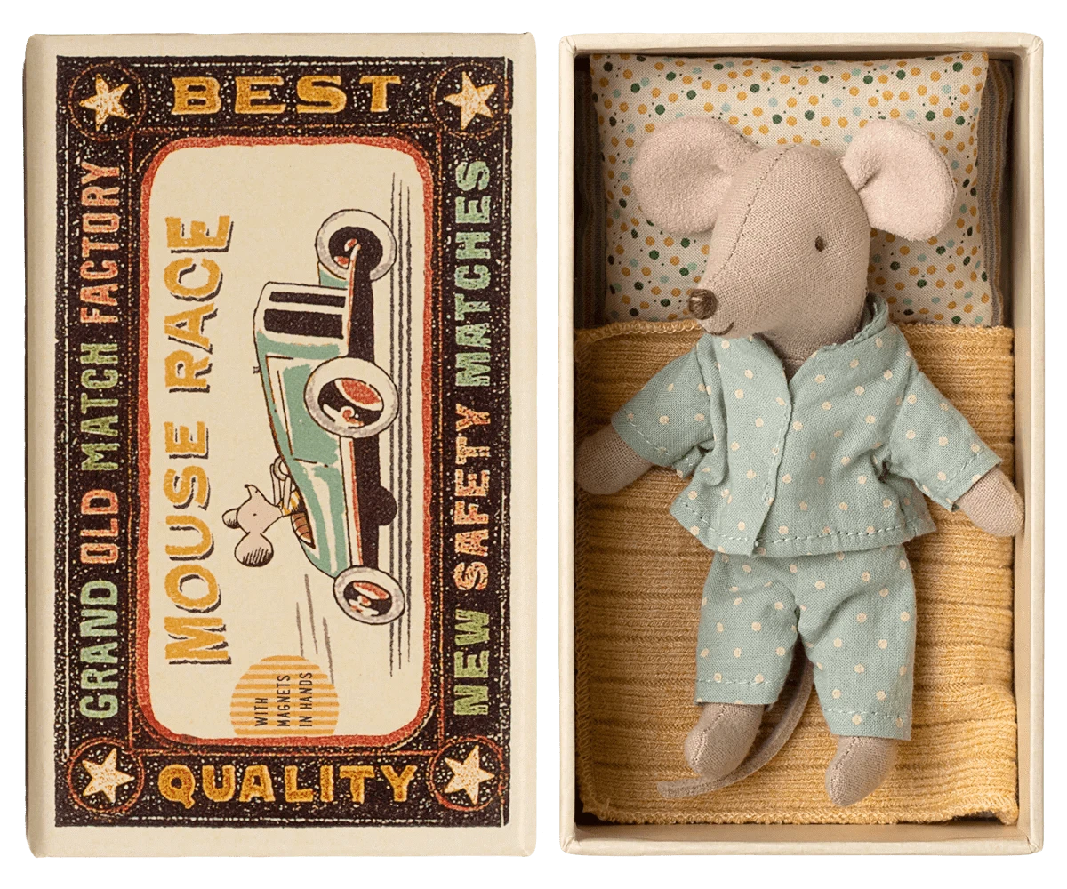 NEW Little Brother Mouse in Matchbox Maileg Lil Tulips