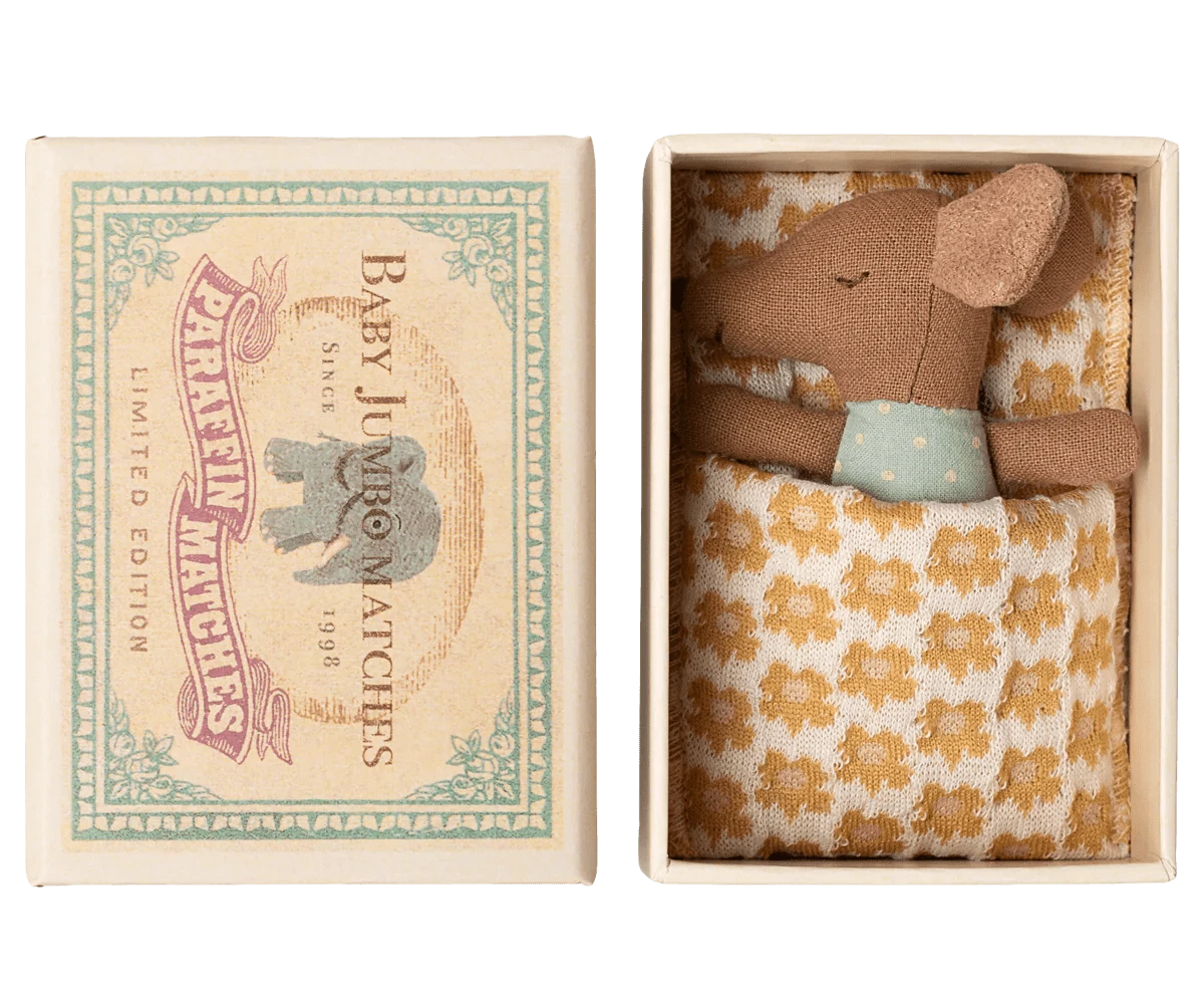 NEW Sleepy Wakey Baby Mouse in Matchbox - Blue Maileg Lil Tulips