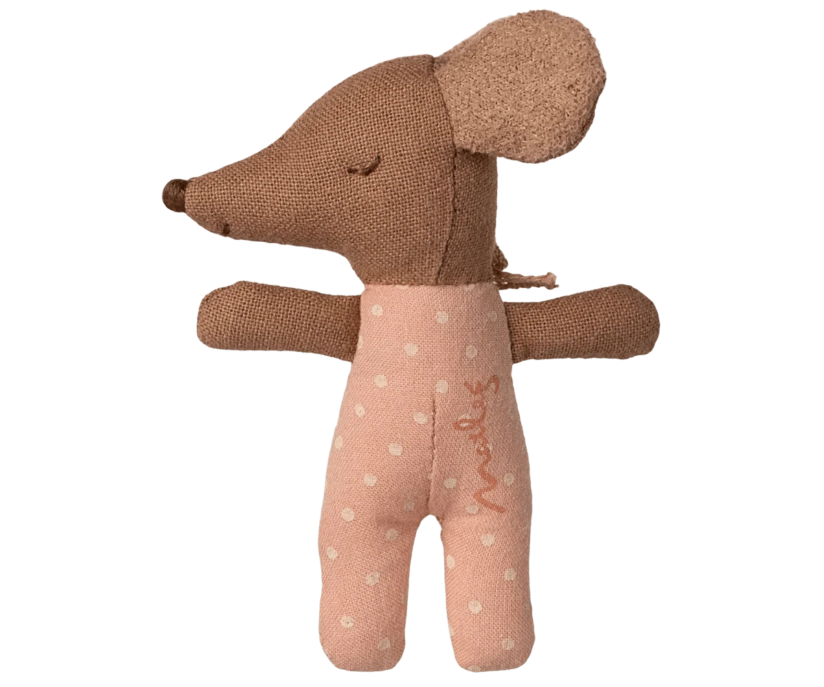 NEW Sleepy Wakey Baby Mouse in Matchbox - Rose Maileg Lil Tulips