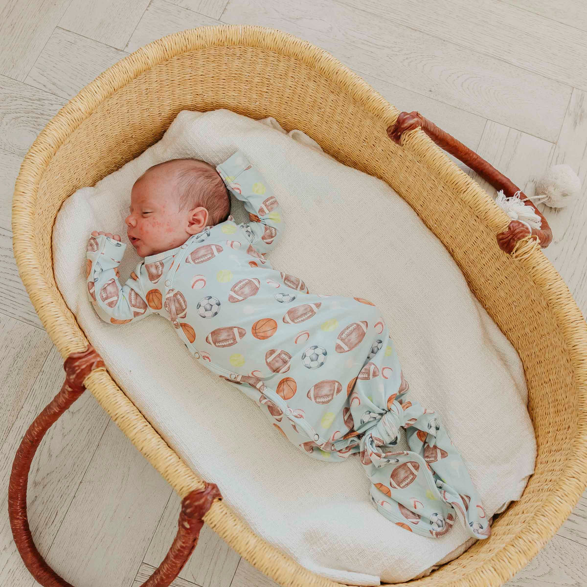 Newborn Knotted Gown - Sports Medley Copper Pearl Lil Tulips