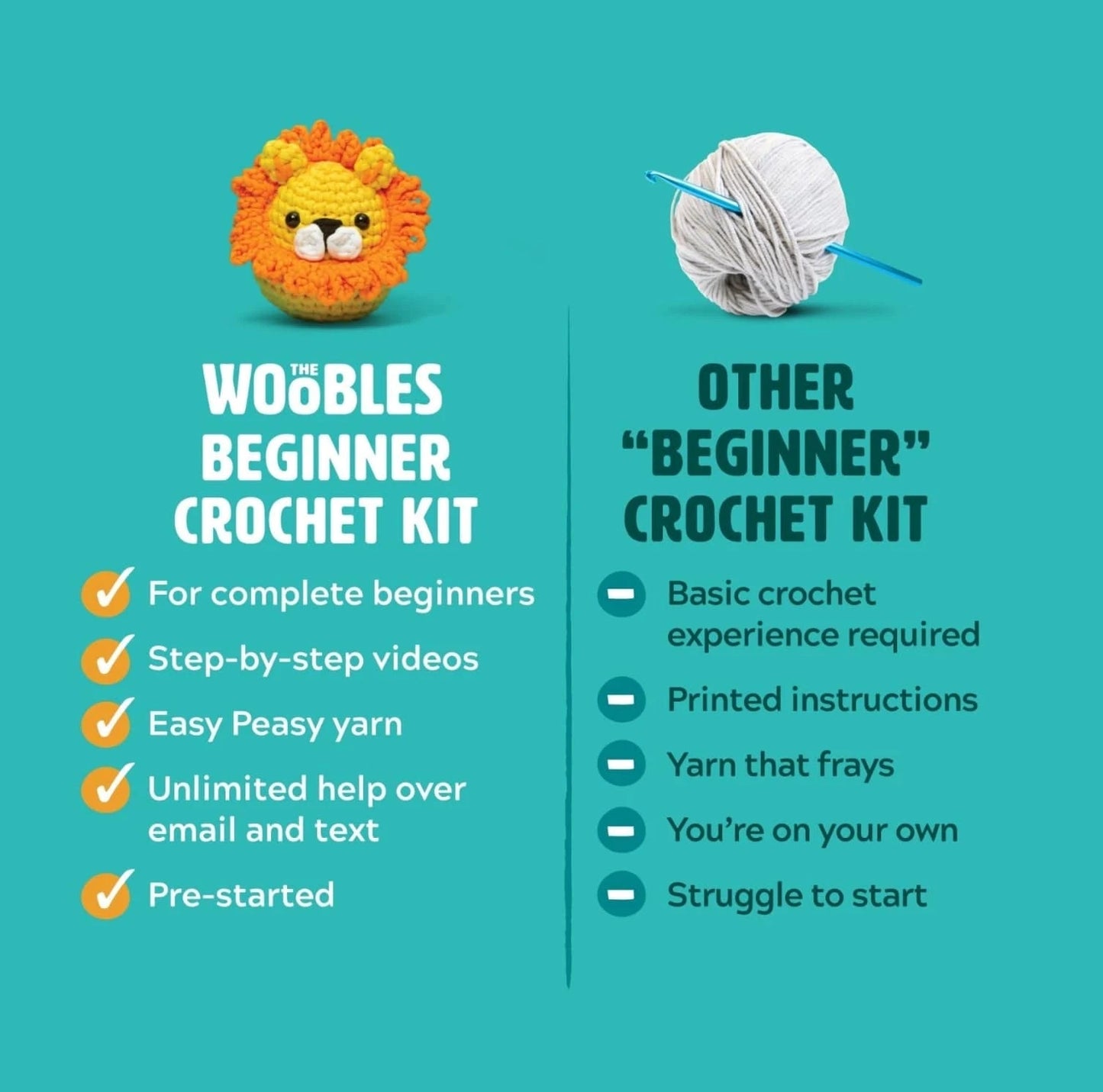 Nico the Cat Beginner Crochet Kit The Woobles Lil Tulips
