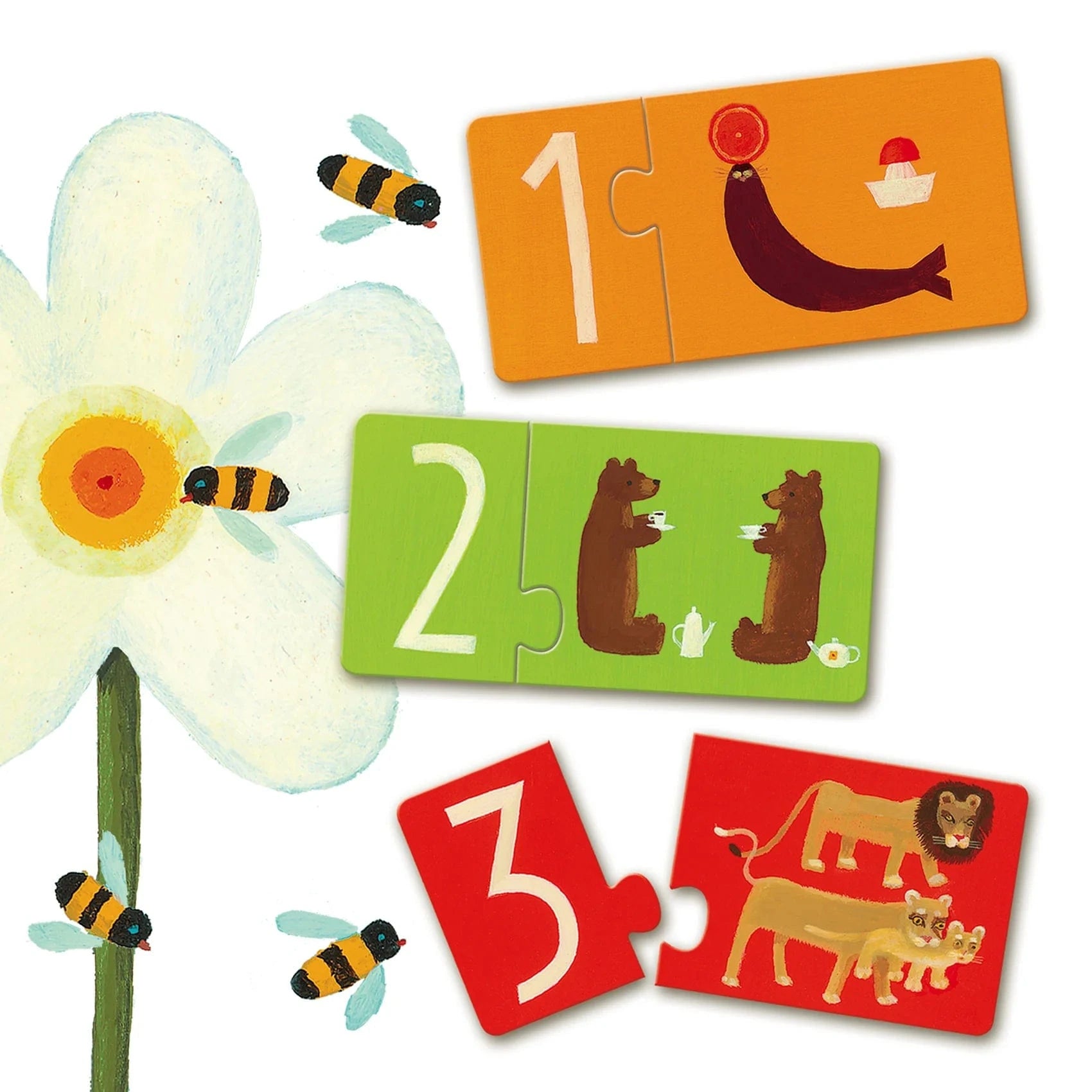 Numbers Puzzle Duo Matching Activity Djeco Lil Tulips