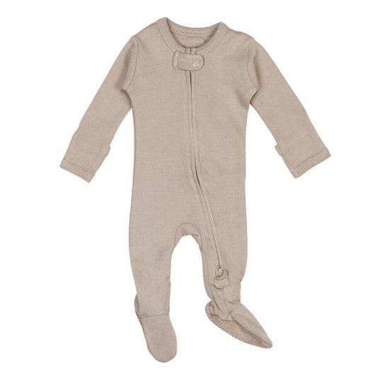 Oatmeal Organic 2-Way Zipper Footie L'ovedbaby Lil Tulips