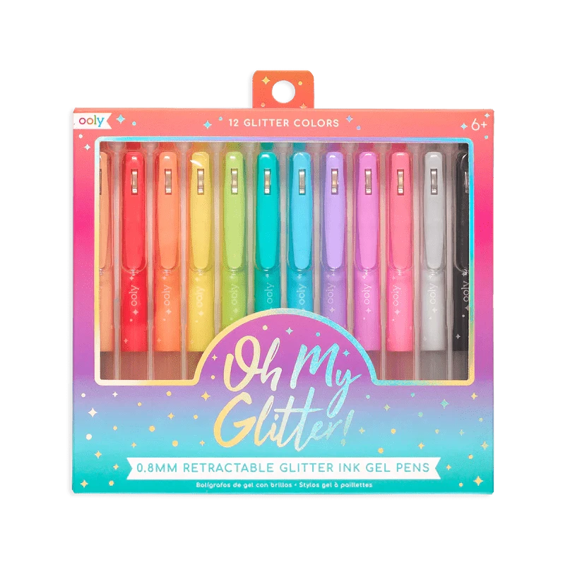 Oh My Glitter! Retractable Glitter Gel Pens - Set of 12 OOLY Lil Tulips