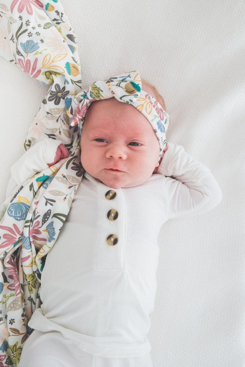 Olive Knit Headband Bow Copper Pearl Lil Tulips