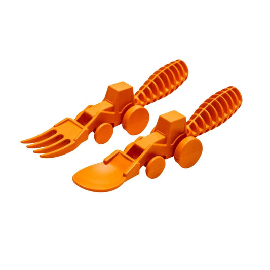 Orange Tractor Utensils SET Constructive Eating Lil Tulips