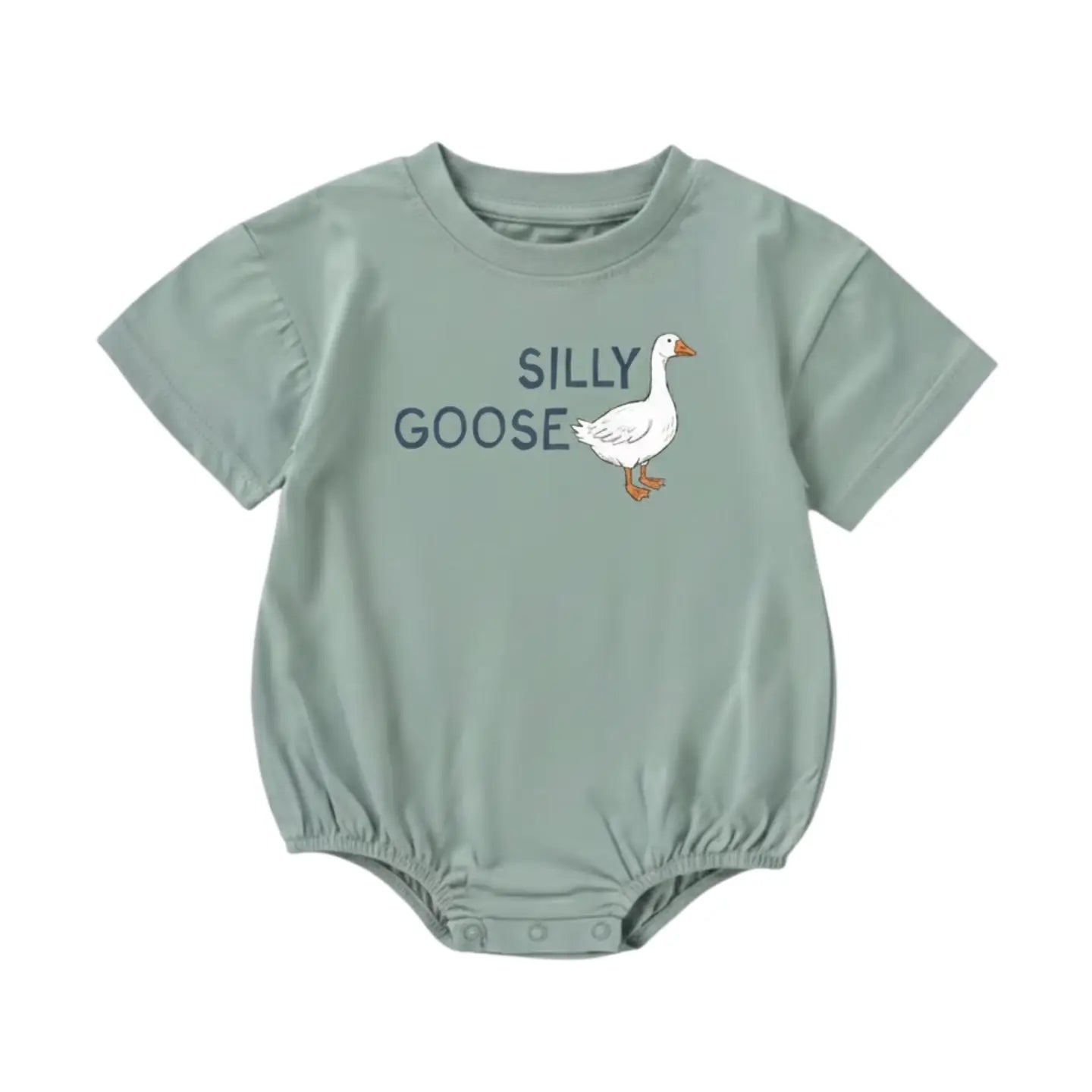 Organic Cotton Bubble Romper - Silly Goose - Green Bug + Bean Lil Tulips