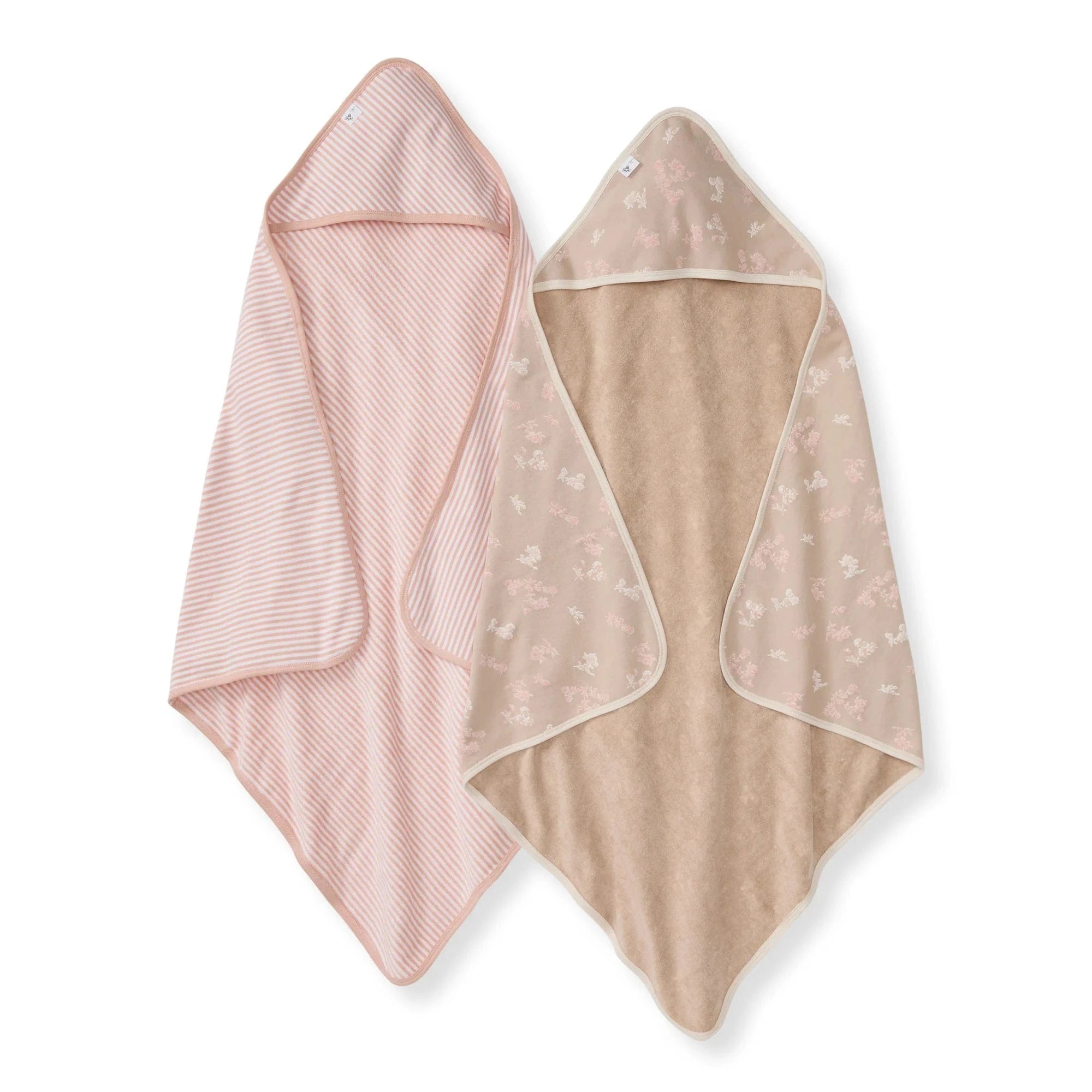 Organic Cotton Knit Terry Hooded Towels - 2 Pack - Whimsical Floral Burt's Bees Baby Lil Tulips