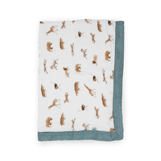 Organic Cotton Muslin Baby Quilt - Animal Crackers Little Unicorn Lil Tulips