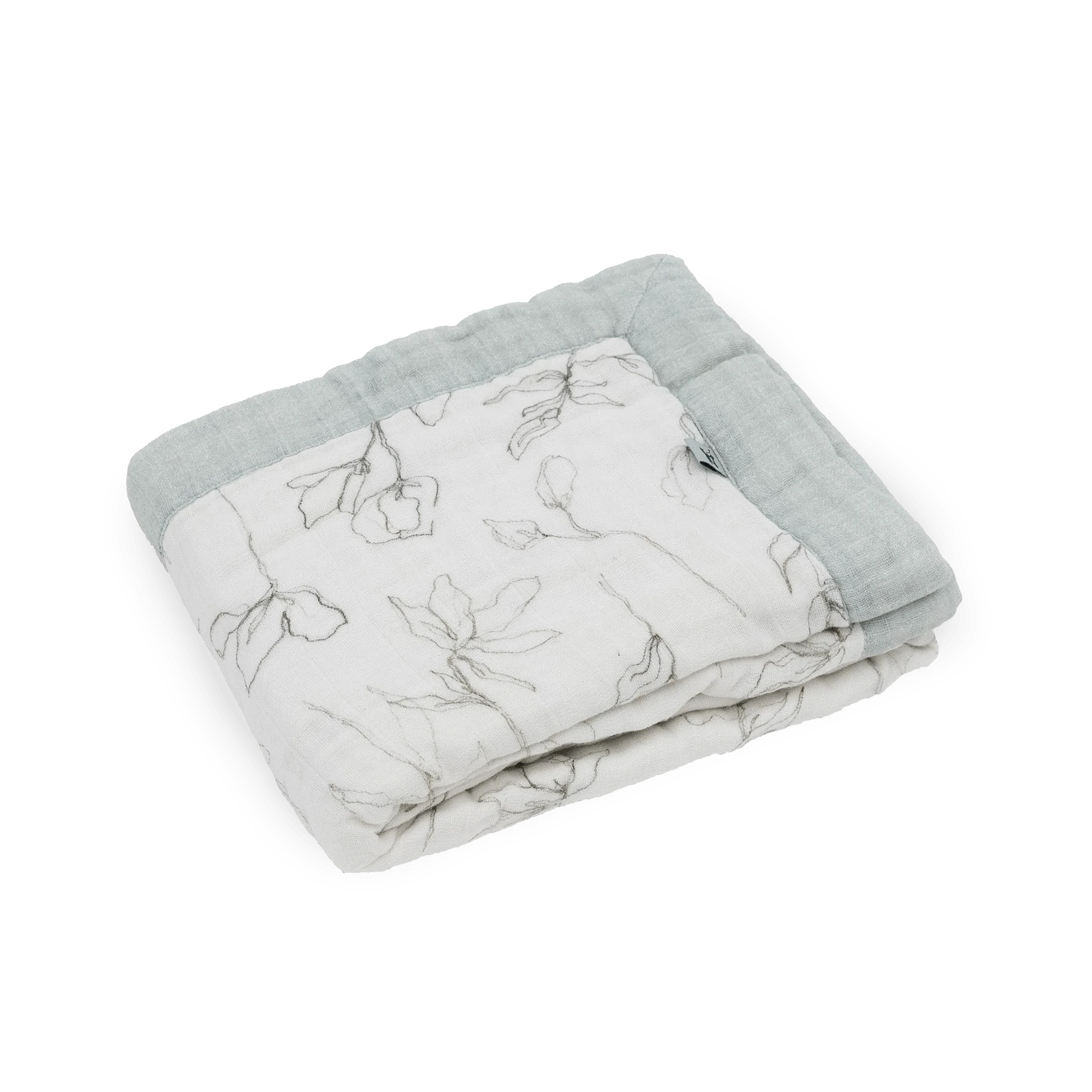 Organic Cotton Muslin Baby Quilt - Pencil Floral Little Unicorn Lil Tulips
