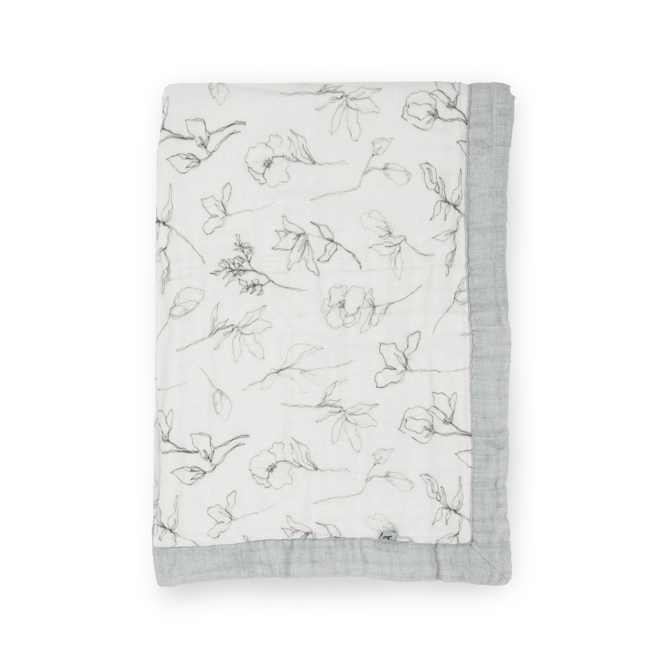 Organic Cotton Muslin Baby Quilt - Pencil Floral Little Unicorn Lil Tulips