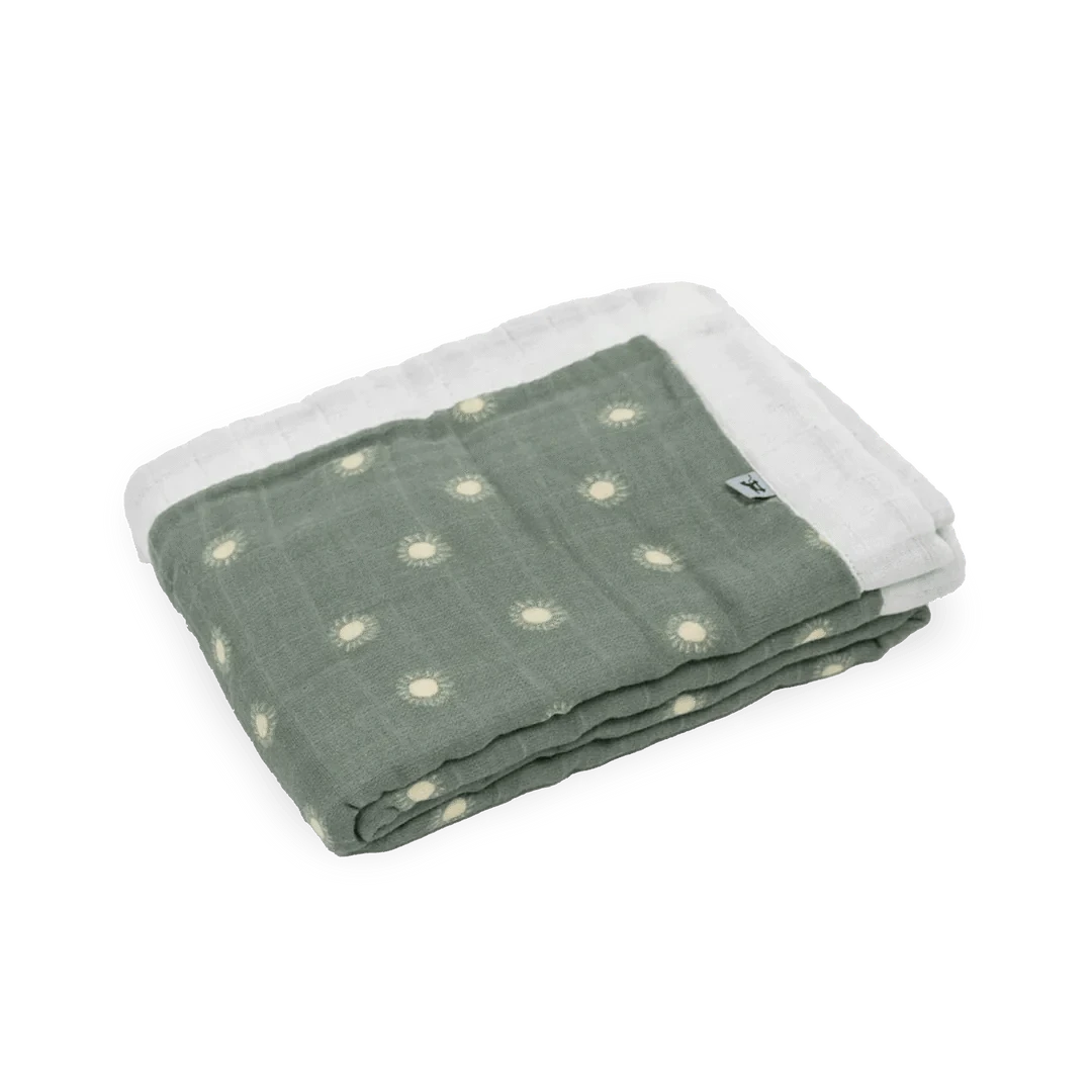 Organic Cotton Muslin Baby Quilt - Sage Suns 2 Little Unicorn Lil Tulips