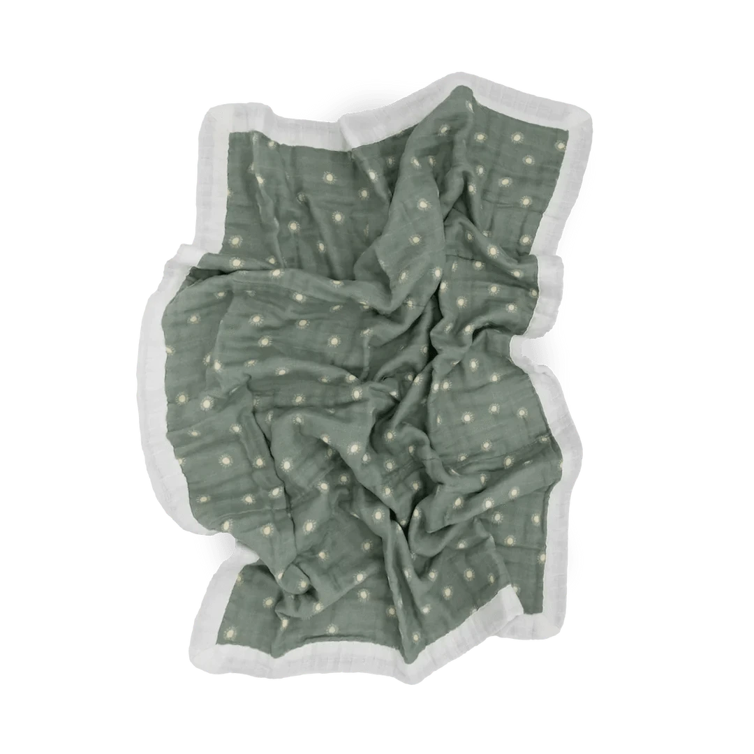 Organic Cotton Muslin Baby Quilt - Sage Suns 2 Little Unicorn Lil Tulips