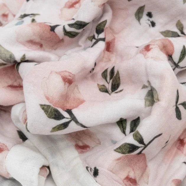 Organic Cotton Muslin Baby Quilt - Watercolor Floret Little Unicorn Lil Tulips