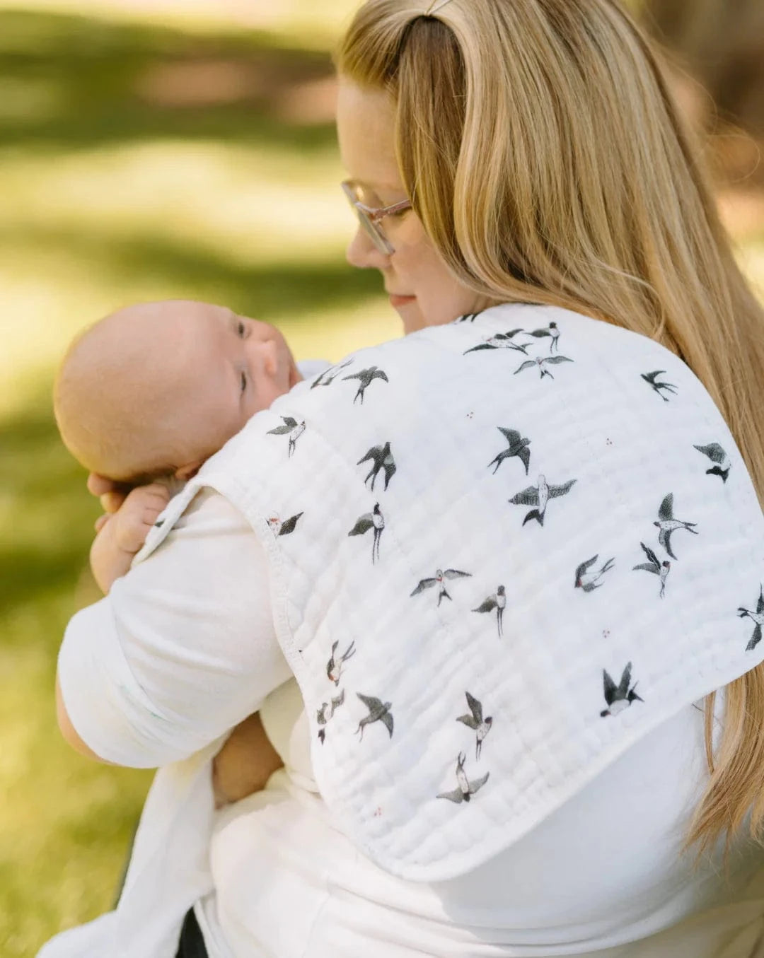 Organic Cotton Muslin Burp Cloth 2 Pack - Swallows + Wheat Little Unicorn Lil Tulips